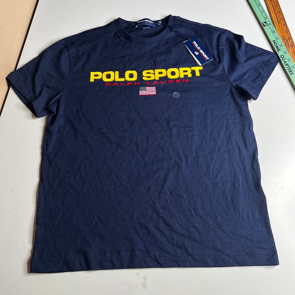Polo Sport Ralph Lauren Mens Navy Blue Logo Graphic T-Shirt Classic Fit M New